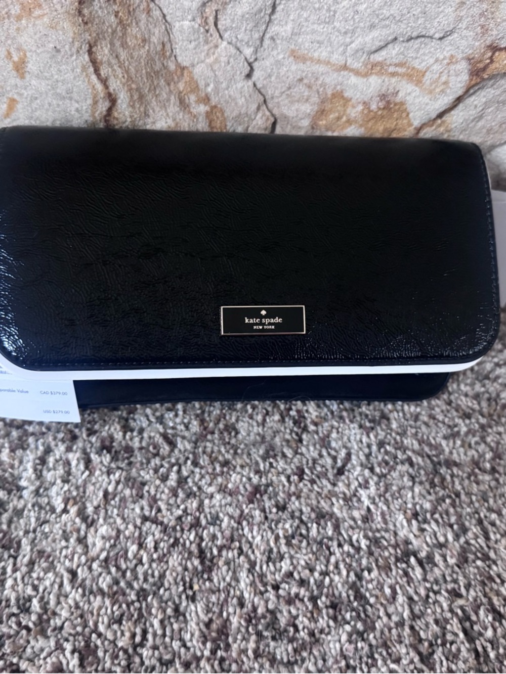 NWT kate spade Black Bridget Crinkle Patent Mini Crossbody